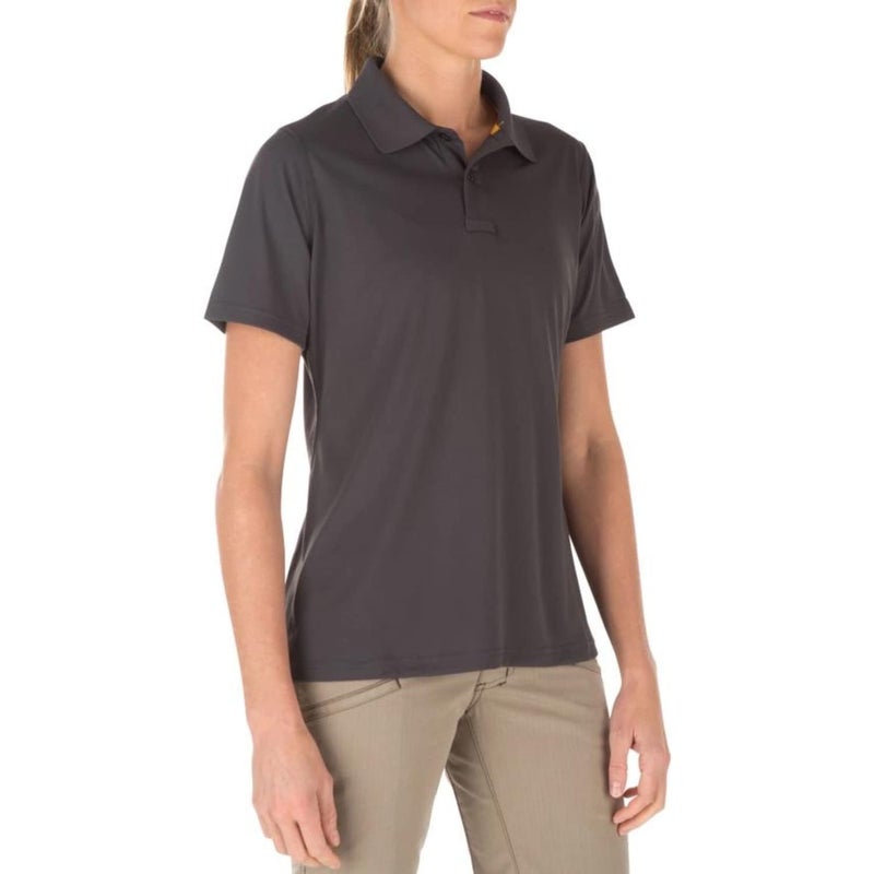 5.11 Tactical Womenâ€™s Performance Polo Shirt, Short Sleeve Professional, Polyester, Black, Large, Style 61165